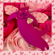Cyclamen Pink Angelo Cat Brooch in galalith