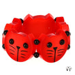 Red Round Cat Head Bracelet in galalith