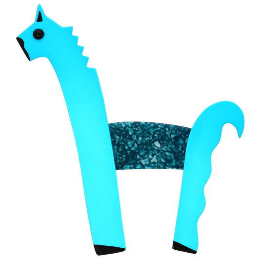 Turquoise an mosaic Emerald Pony Brooch - Galalith – Vintage Jewelry - handcrafted by Pavone by Pavone