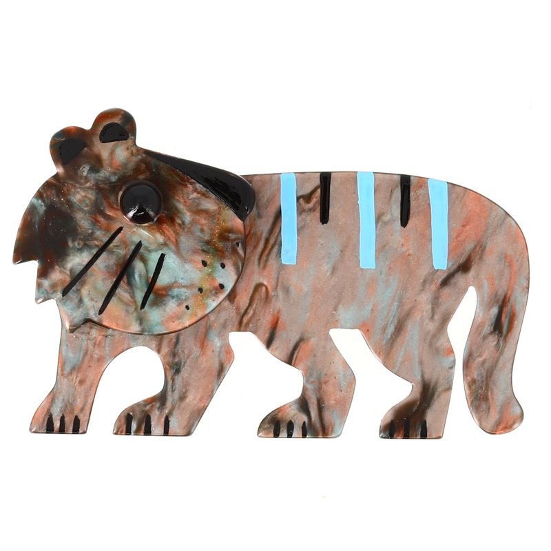 Agate Tiger Tigredou Brooch - Galalith – Vintage Jewelry - handcrafted by Pavone by Pavone