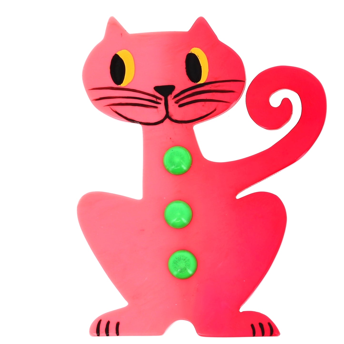Candy Pink Aldo Cat Brooch in galalith