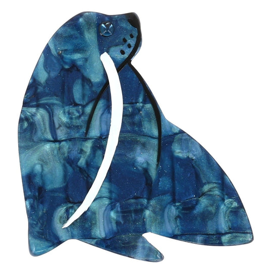 Atlantic Blue Walrus Brooch (look left) - Galalith – Vintage Jewelry - handcrafted by Pavone by Pavone