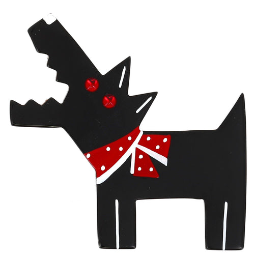 Black Barki, the Pirate's Dog Brooch in galalith
