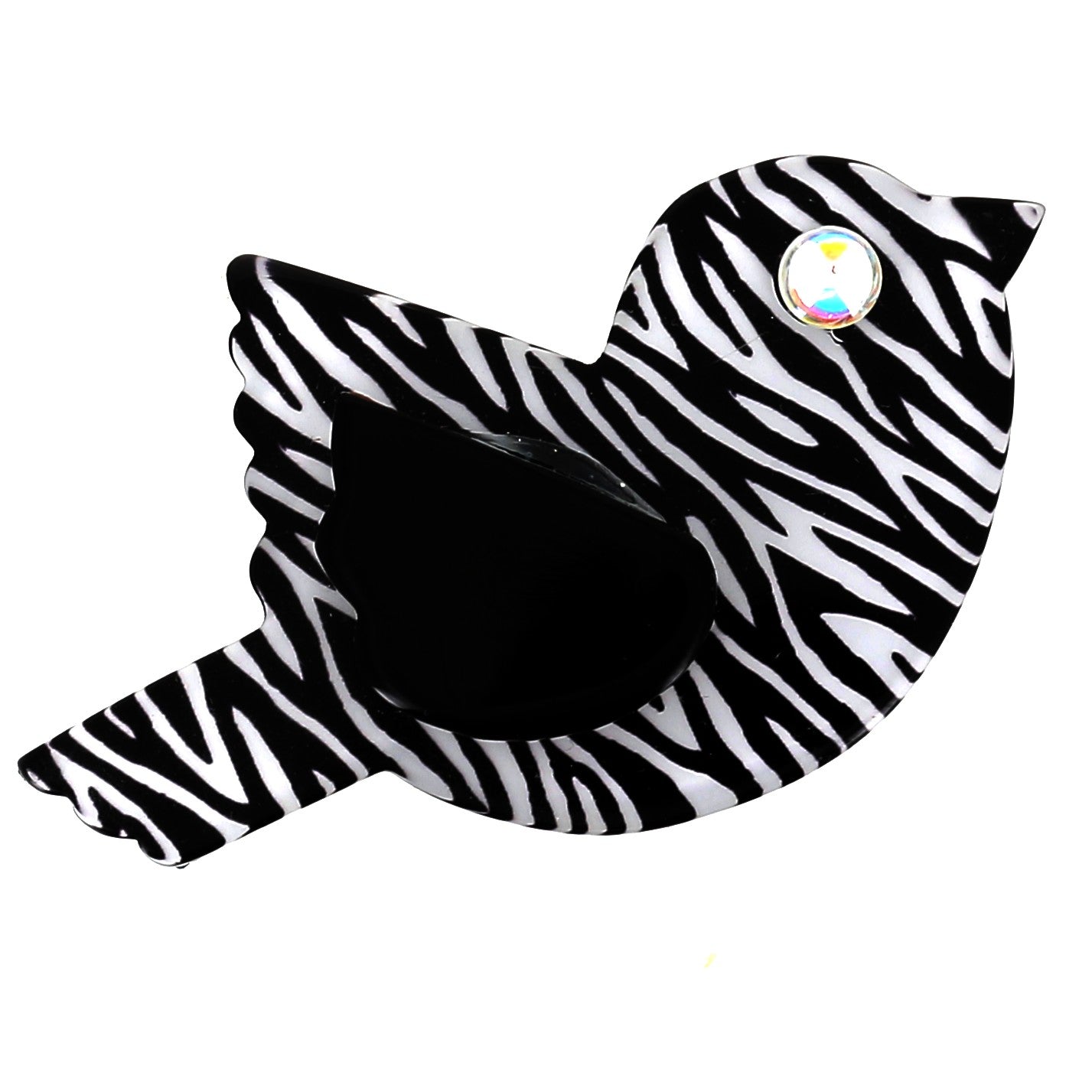 Black and White Zebra Paloma Bird Brooch (little size) - Galalith – Vintage Jewelry - handcrafted by Pavone by Pavone