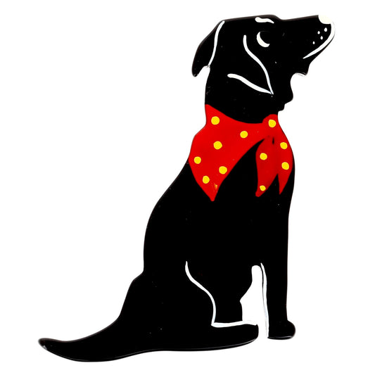 Black Labrador Dog Brooch - Galalith – Vintage Jewelry - handcrafted by Pavone by Pavone