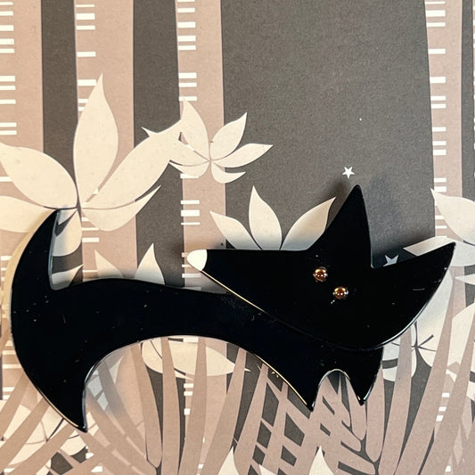 Black Loulou Wolf Brooch - Galalith – Vintage Jewelry - handcrafted by Pavone by Pavone