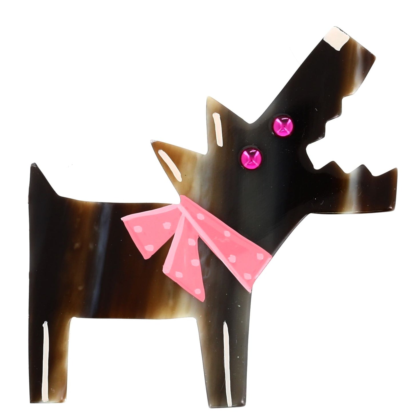 Beige and Pink Barki the Pirate's Dog Brooch in galalith