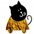 Black and Gold Romy Cat  Brooch in galalith