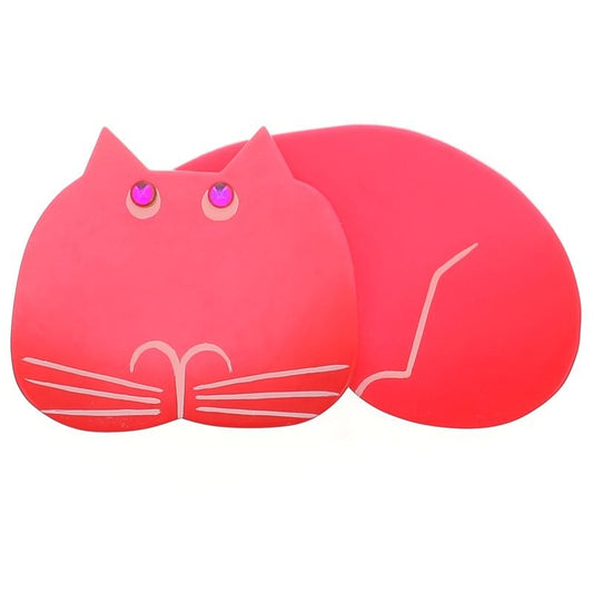 Candy Pink Tommy Cat Brooch - Galalith – Vintage Jewelry - handcrafted by Pavone by Pavone