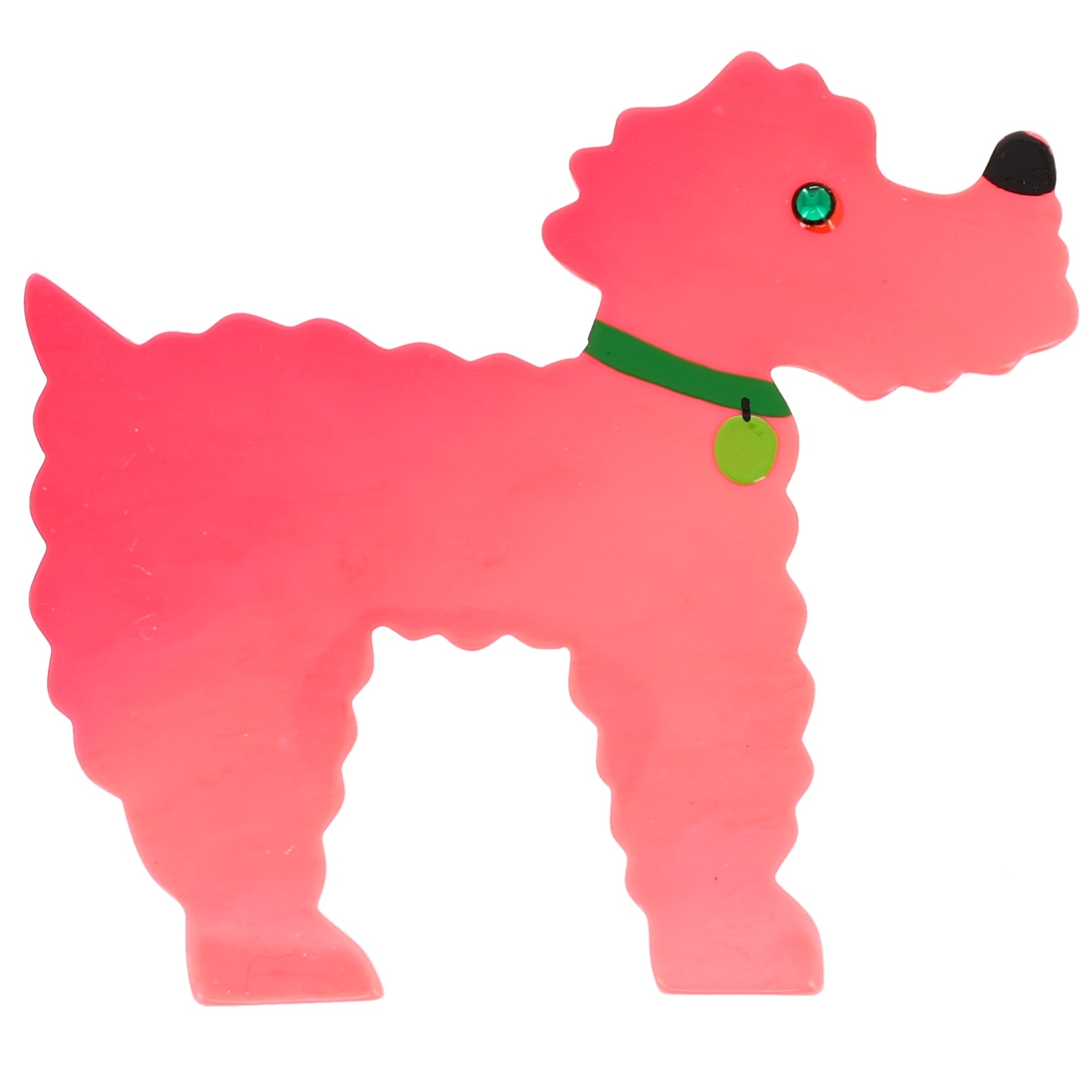 Pink Kaoba Poodle Dog Brooch in galalith
