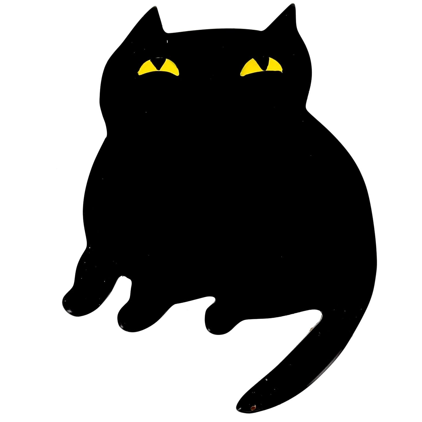 Black Dreamy Cat Brooch in galalith
