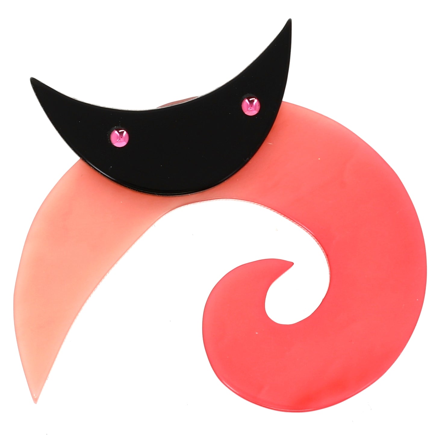 Pink Spirale Cat Brooch in galalith