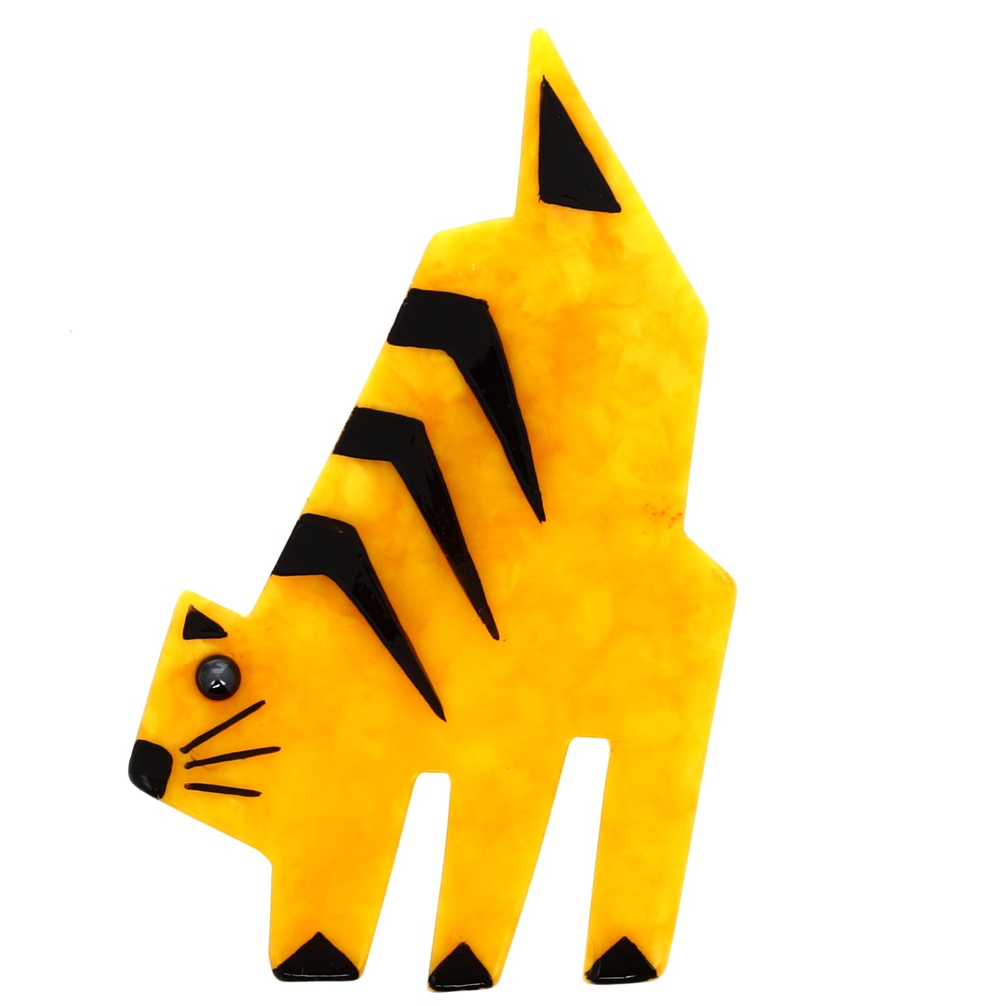 Yellow with Black Stipes Tango Cat Brooch