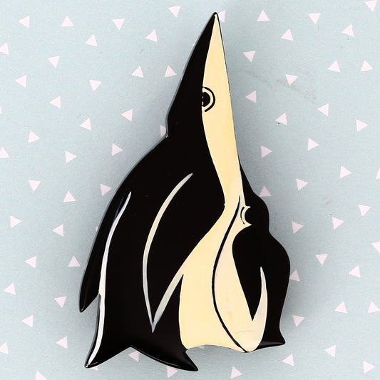 Mama Penguin black and white brooch