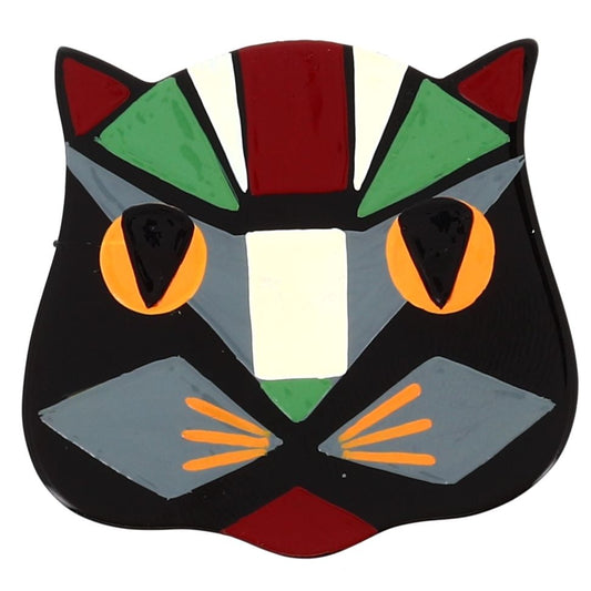 Siou Black Cat Brooch black and multicolored