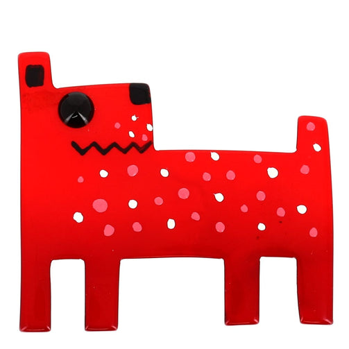 Titou red Dog Brooch in galalith
