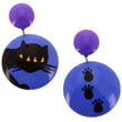 Earrings breeds of cats black on blue