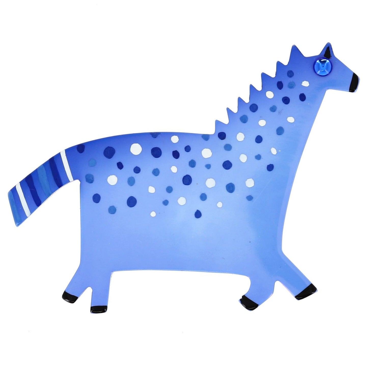  Dotted Azure Blue Horse Brooch in galalith