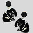 Black Artesian Basset Dog Earrings in galalith