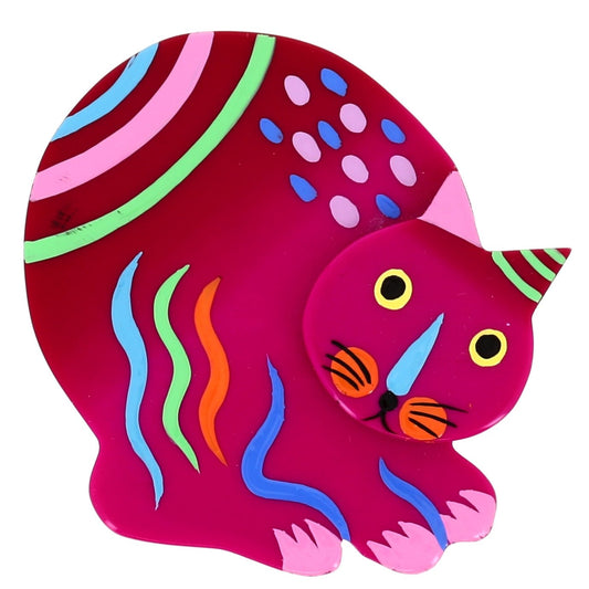 Cyclamen Sitting Cat Decor Brooch - Galalith – Vintage Jewelry - handcrafted by Pavone by Pavone