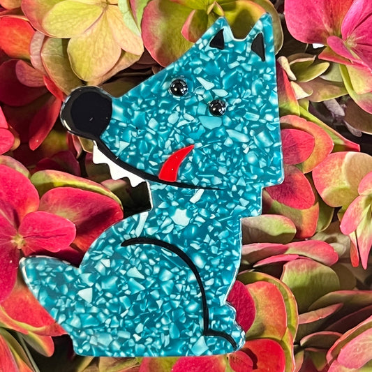 Emerald Green Werewolf Wolf Brooch (small size) - Galalith – Vintage Jewelry - handcrafted by Pavone by Pavone