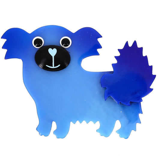 French Blue Suki Shih TzuDog Brooch - Galalith – Vintage Jewelry - handcrafted by Pavone by Pavone