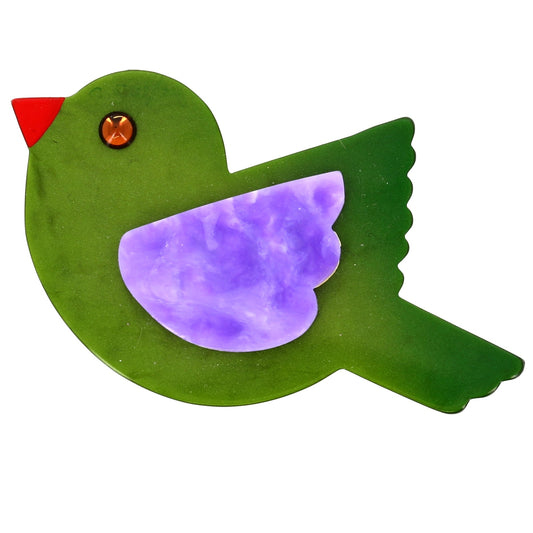 Green and Lilas Paloma Brooch (Middle Size) - Galalith – Vintage Jewelry - handcrafted by Pavone by Pavone