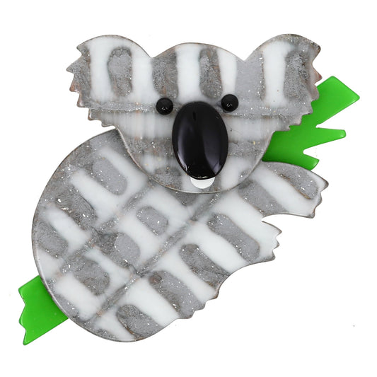 Grey and White Koala Brooch - Galalith – Vintage Jewelry - handcrafted by Pavone by Pavone