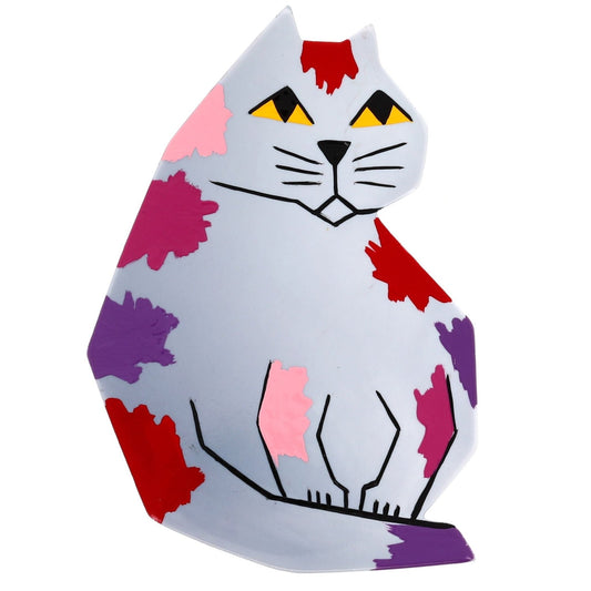 Grey Big Matou Cat Brooch - Galalith – Vintage Jewelry - handcrafted by Pavone by Pavone