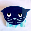 Navy Blue and White striped Light Blue Bow Tie Cat Brooch