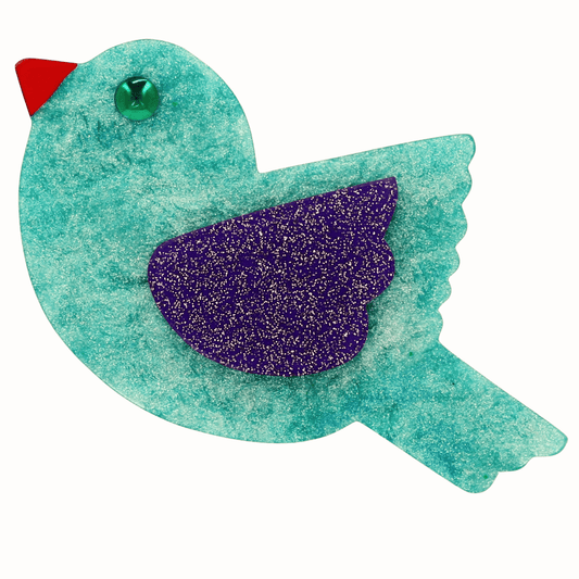 Iridescent Green and Purple Paloma Brooch (Middle Size) - Galalith – Vintage Jewelry - handcrafted by Pavone by Pavone