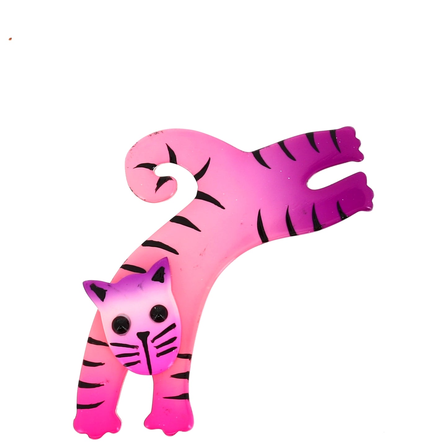 Mini Pink Camaieu Jumpy Cat Brooch (pink-fuchsia) PM