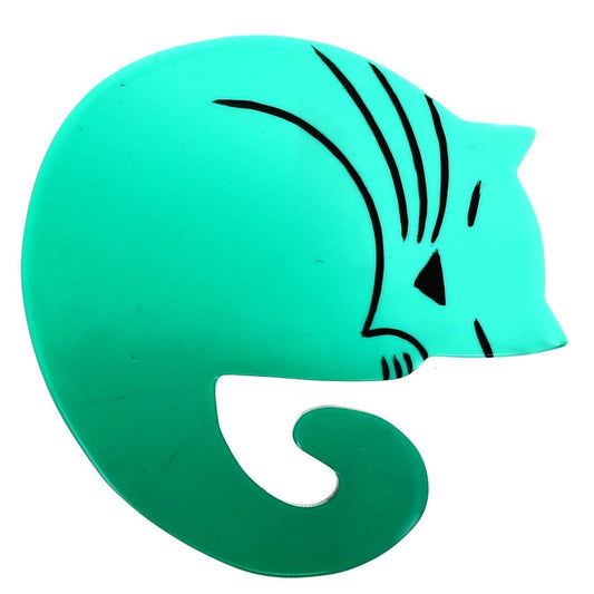 Lagoon Green Laskar Cat Brooch - Galalith – Vintage Jewelry - handcrafted by Pavone by Pavone