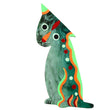 Almond Green Languorous Cat Brooch in galalith