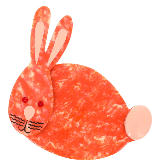 Coral Orange and Pink Pumpkin Rabbit Brooch