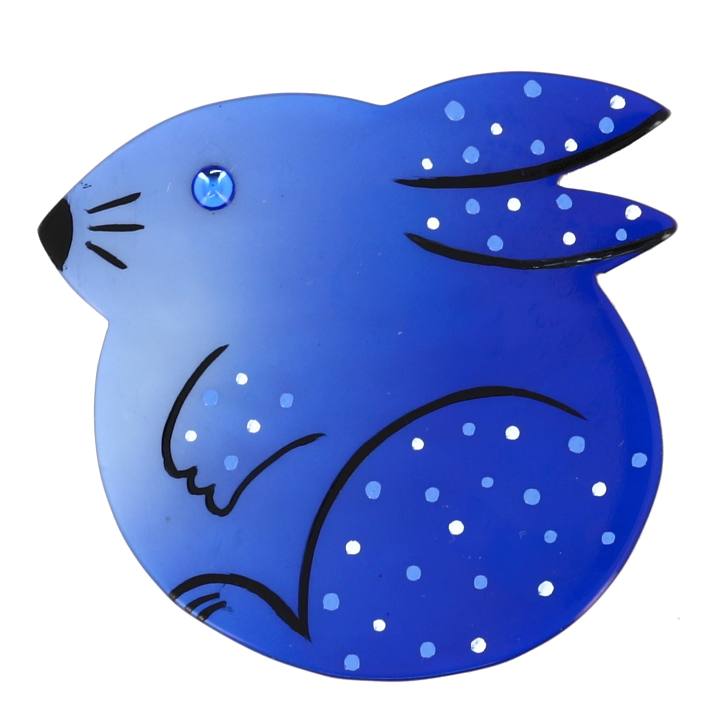 蓝色圆形兔子胸针（大）