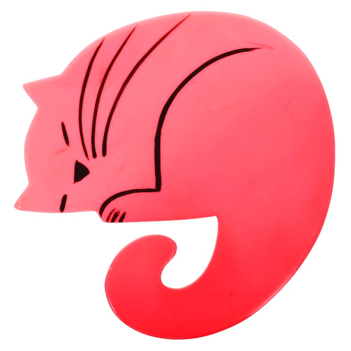 Candy Pink Laskar Cat Brooch in galalith