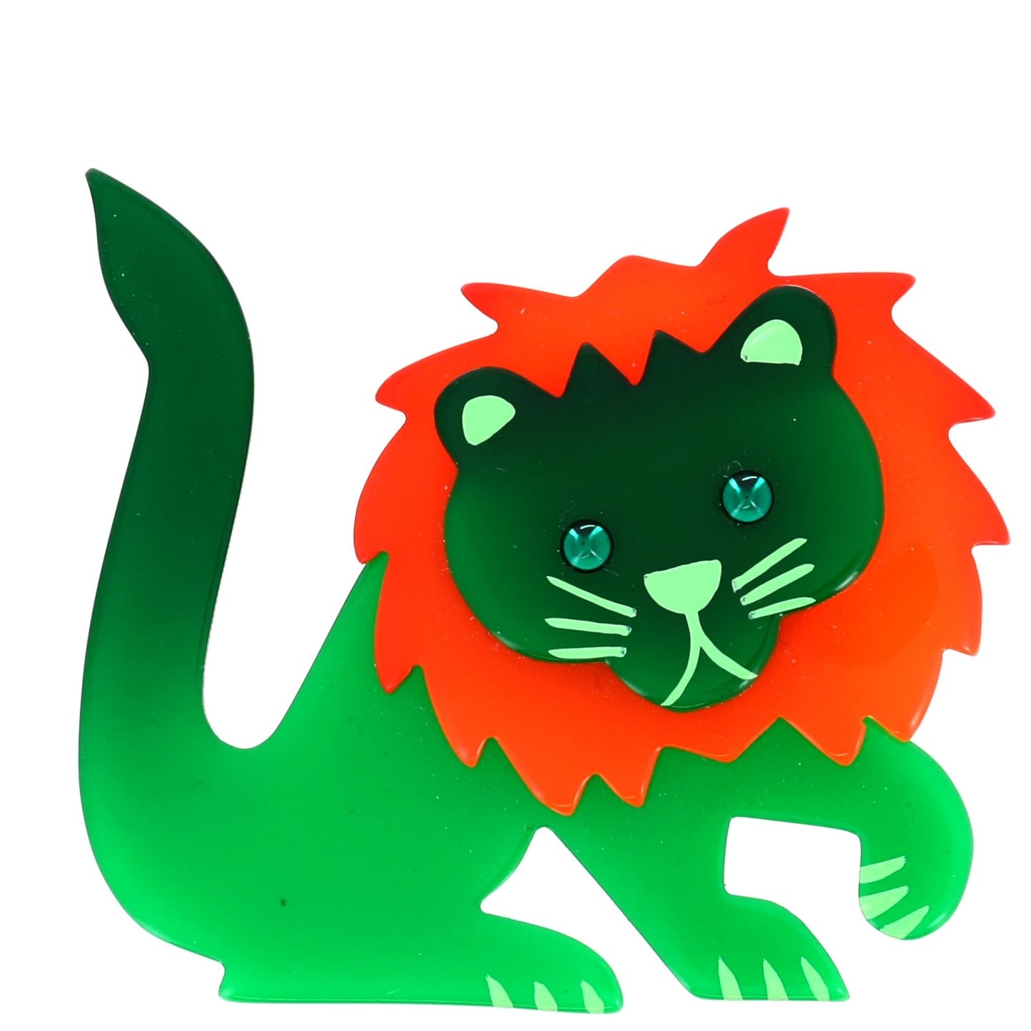 Mint and Mango  Leo Lion Brooch in galalith