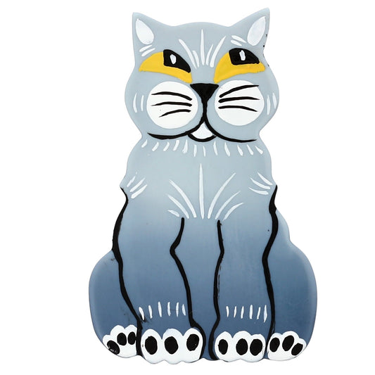 Light Grey Zouzounet Cat Brooch - Galalith – Vintage Jewelry - handcrafted by Pavone by Pavone
