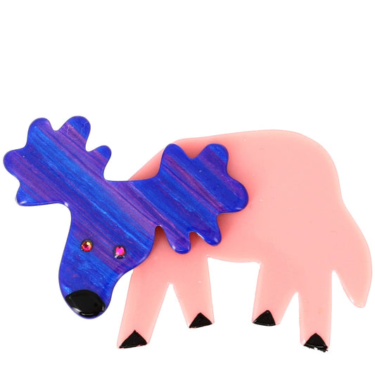 Light Pink and blue - purple Reindeer Brooch - Galalith – Vintage Jewelry - handcrafted by Pavone by Pavone