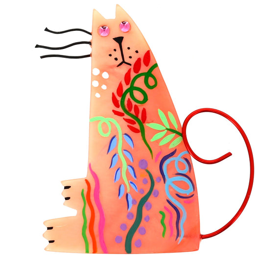 Light Pink Chadok Sitting Cat Brooch - Galalith – Vintage Jewelry - handcrafted by Pavone by Pavone