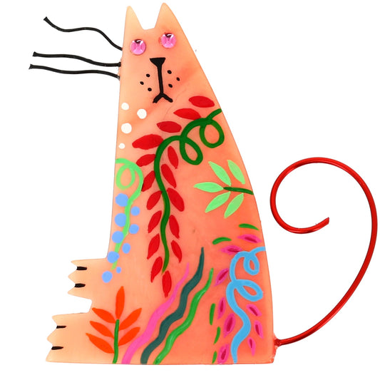 Light Pink Chadok Sitting Cat Brooch - Galalith – Vintage Jewelry - handcrafted by Pavone by Pavone