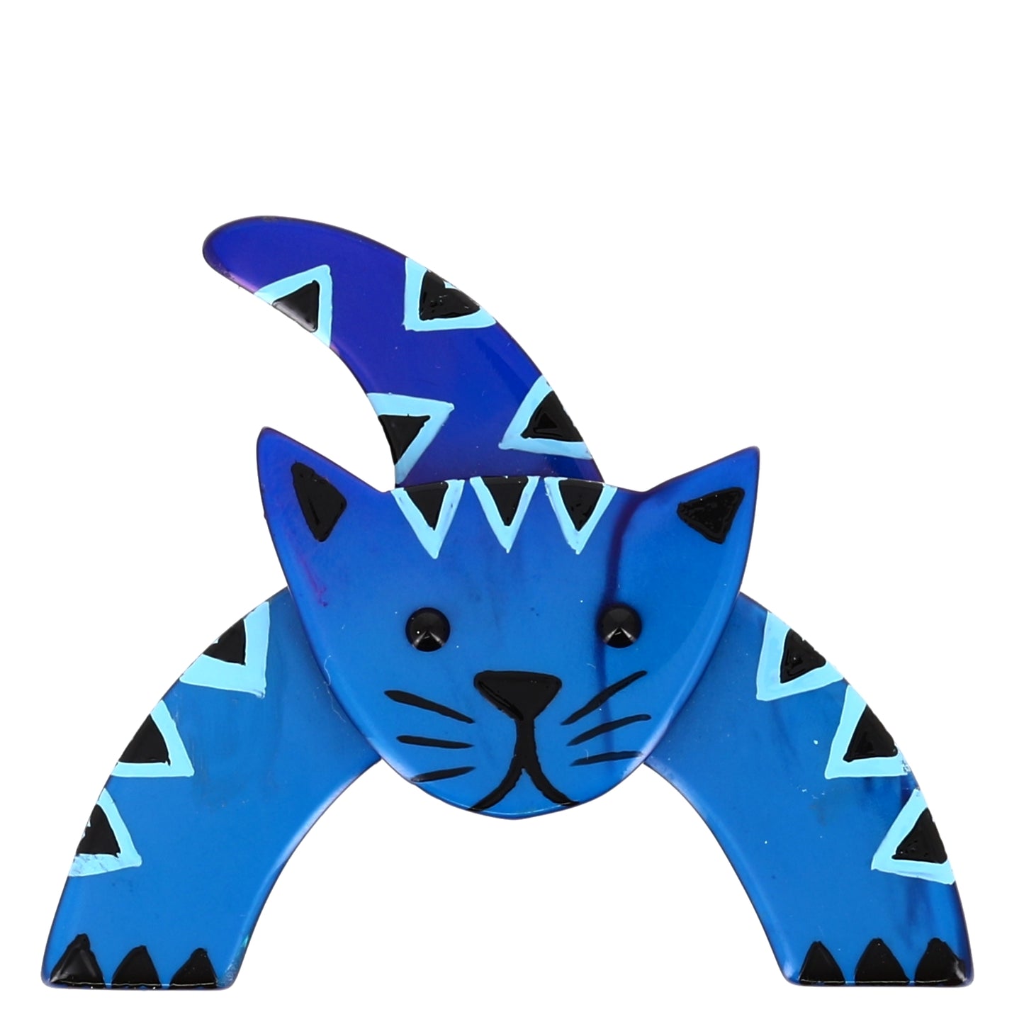 Gypsy blue Loulou Cat Brooch in galalith 