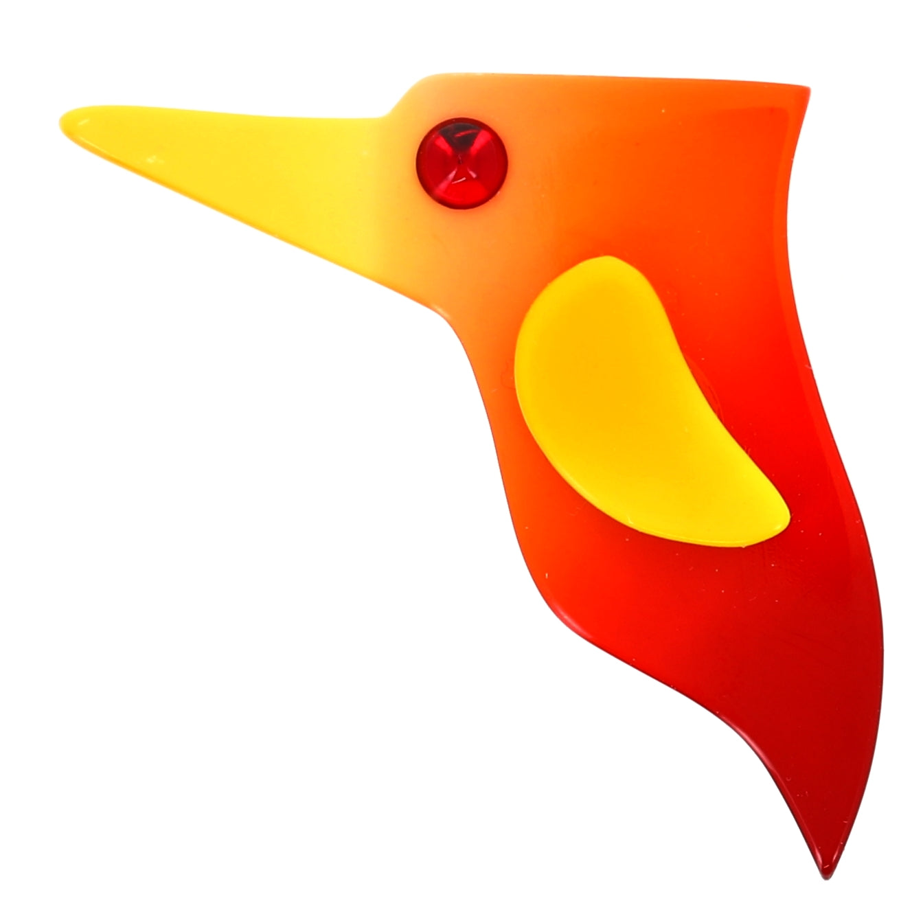 Orange King Fisher Bird Brooch in galalith