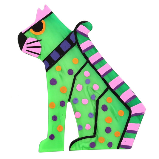 Meadow Green Sphinx Cat Brooch - Galalith – Vintage Jewelry - handcrafted by Pavone by Pavone