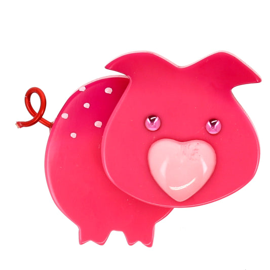 Candy Pink Mini Pig Brooch PM