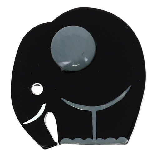 Black Mini Elephant Brooch with a grey ear