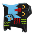 Black and Sky Blue Picasso Cat Brooch in galalith