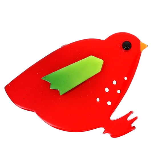 Small Red Mini Chick Brooch in galalith