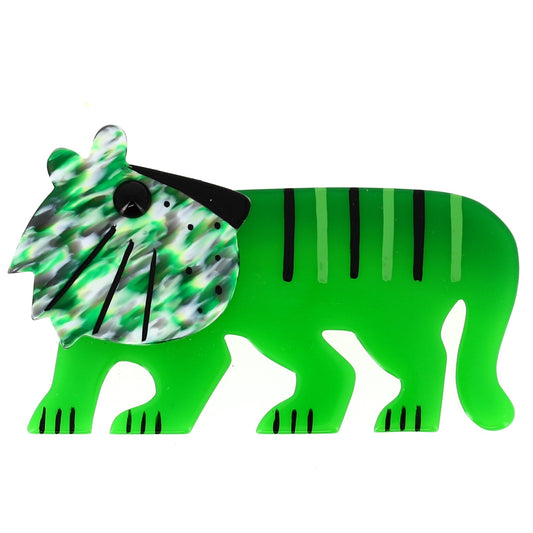 Mint Green and mottled green Tiger Tigredou Brooch - Galalith – Vintage Jewelry - handcrafted by Pavone by Pavone